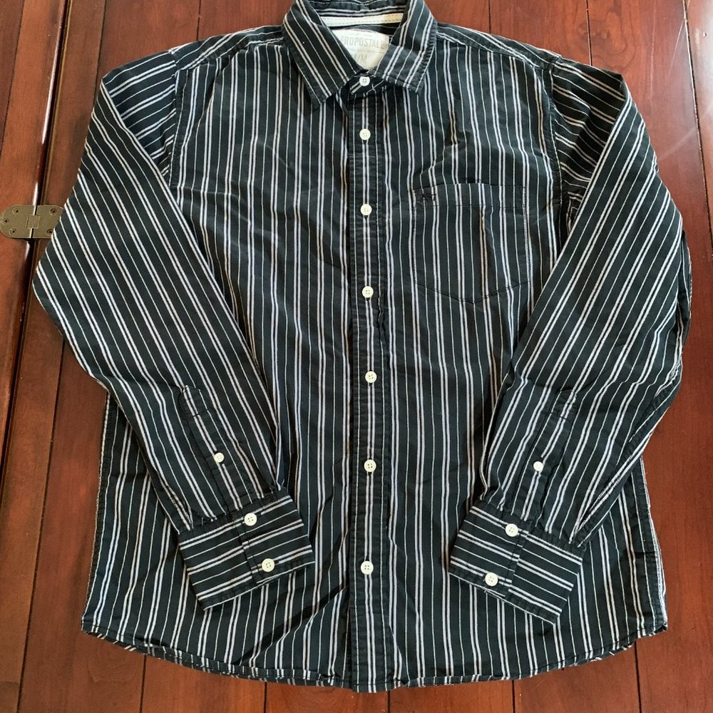Aeropostale Medium Men's Striped Long Sleeve Button Down Shirt